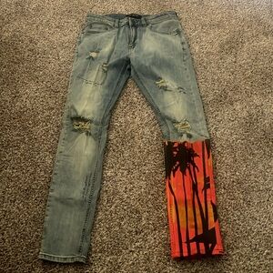Jeans Serenade Streetwear size 32 inseam 31”. Distressed soft denim. Gently used
